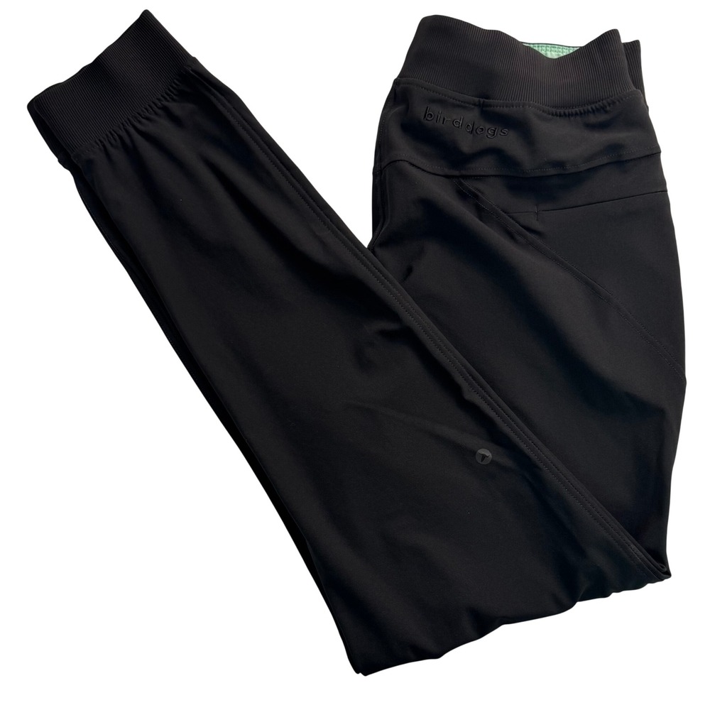 Birddogs Men L Black Joggers Athletic Pants Drawstring Tapered Pocket Lining